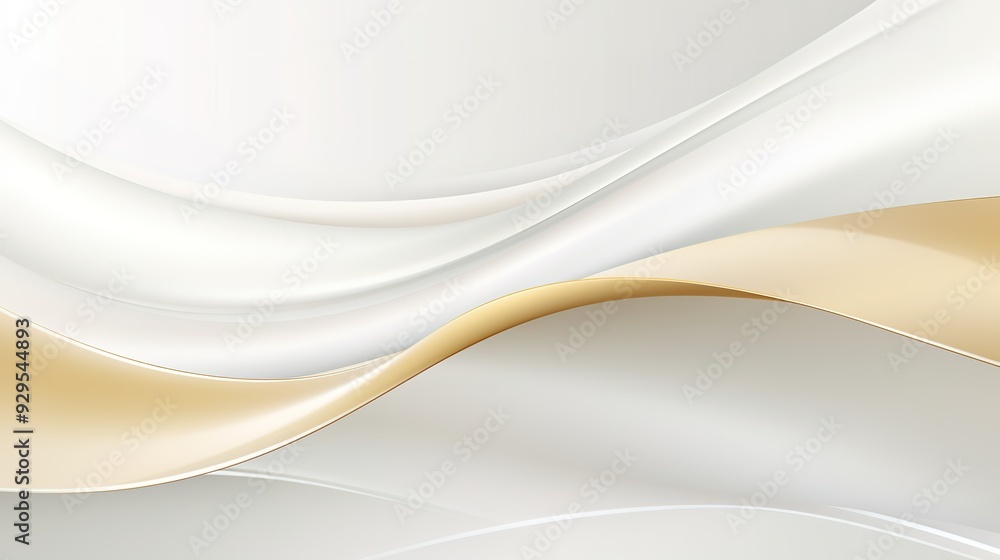 Abstract wavy background with white and gold curves. Abstract wavy background with white and gold curves.