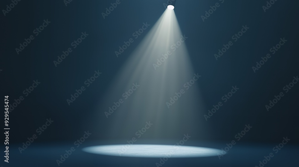 A spotlight illuminates a circular area on a dark stage, creating a dramatic atmosphere. A spotlight illuminates a circular area on a dark stage, creating a dramatic atmosphere.