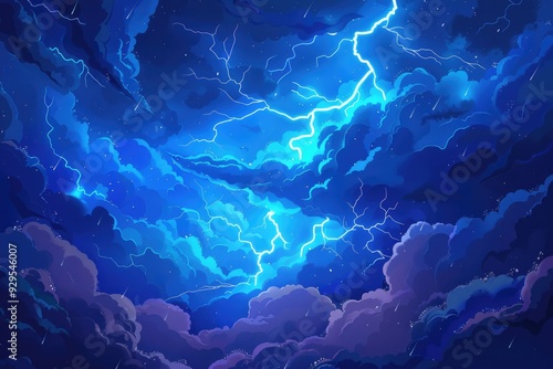 Wallpaper Mural Lightning storm over clear blue sky, great for weather or emergency scenes Torontodigital.ca
