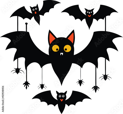 Halloween Bat Vector Cartoon  Illustration for Spooky Design Festive Art And TShirt Design photo