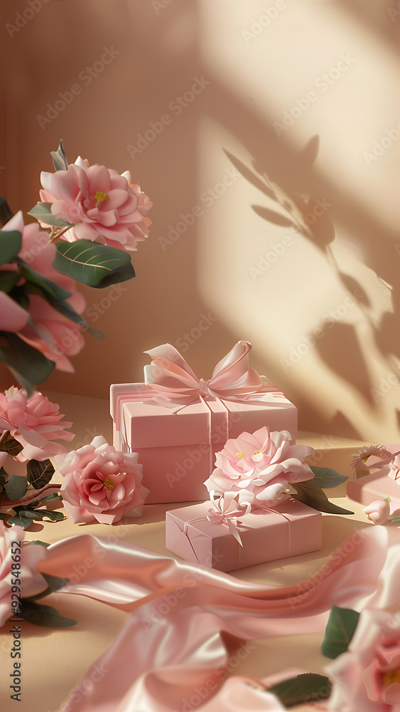 Delicate pink flowers with artistic soft lighting in close-up Delicate pink flowers with artistic soft lighting in close-up