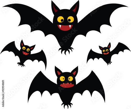 Halloween Bat Vector Cartoon  Illustration for Spooky Design Festive Art And TShirt Design photo