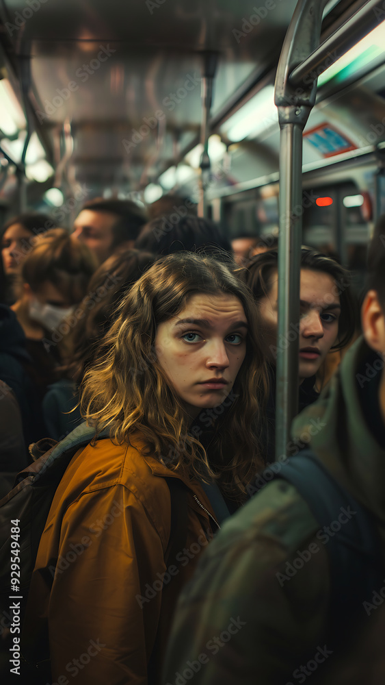 Fototapeta premium Urban Crowd in a Subway, Evening Commute, Busy Atmosphere