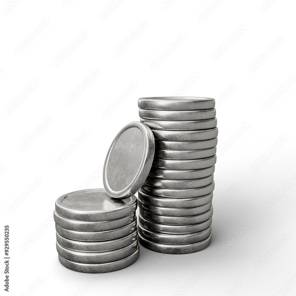 Silver Coin on White Background. 3D Illustration. File With Clipping Path. Silver Coin on White Background. 3D Illustration. File With Clipping Path.