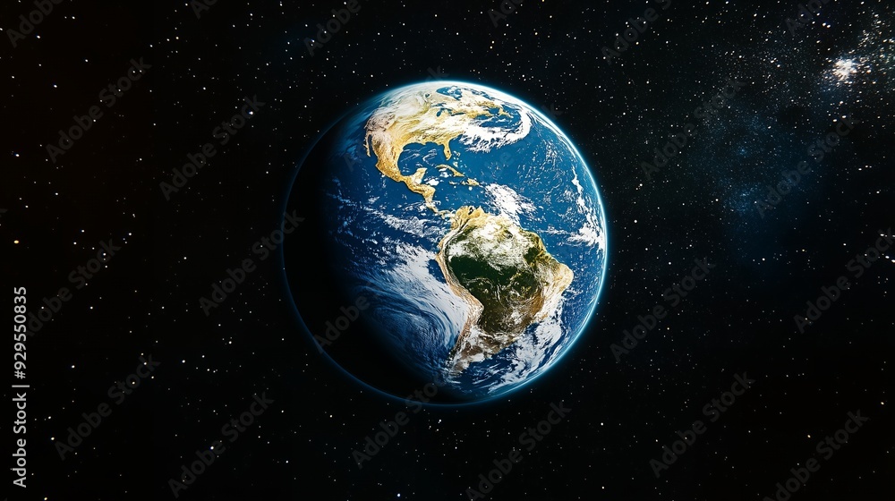 A stunning view of Earth from space, showcasing its blue oceans and green landmasses. A stunning view of Earth from space, showcasing its blue oceans and green landmasses.