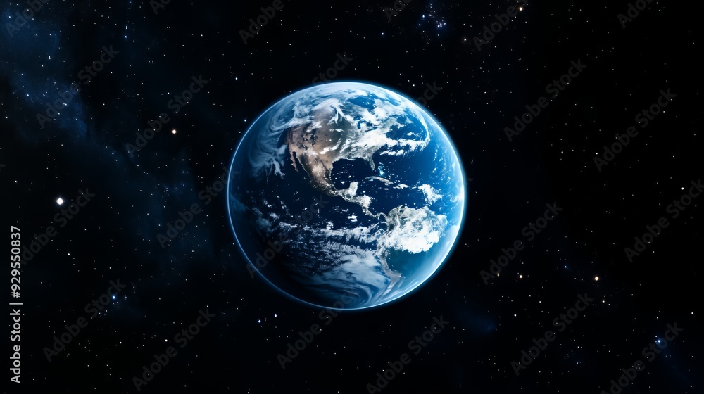 A stunning view of Earth from space, showcasing its blue oceans and white clouds. A stunning view of Earth from space, showcasing its blue oceans and white clouds.