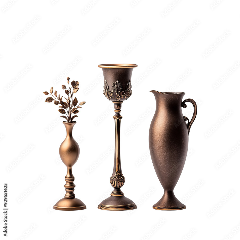 Antique Bronze Vases and Candle Holder Antique Bronze Vases and Candle Holder