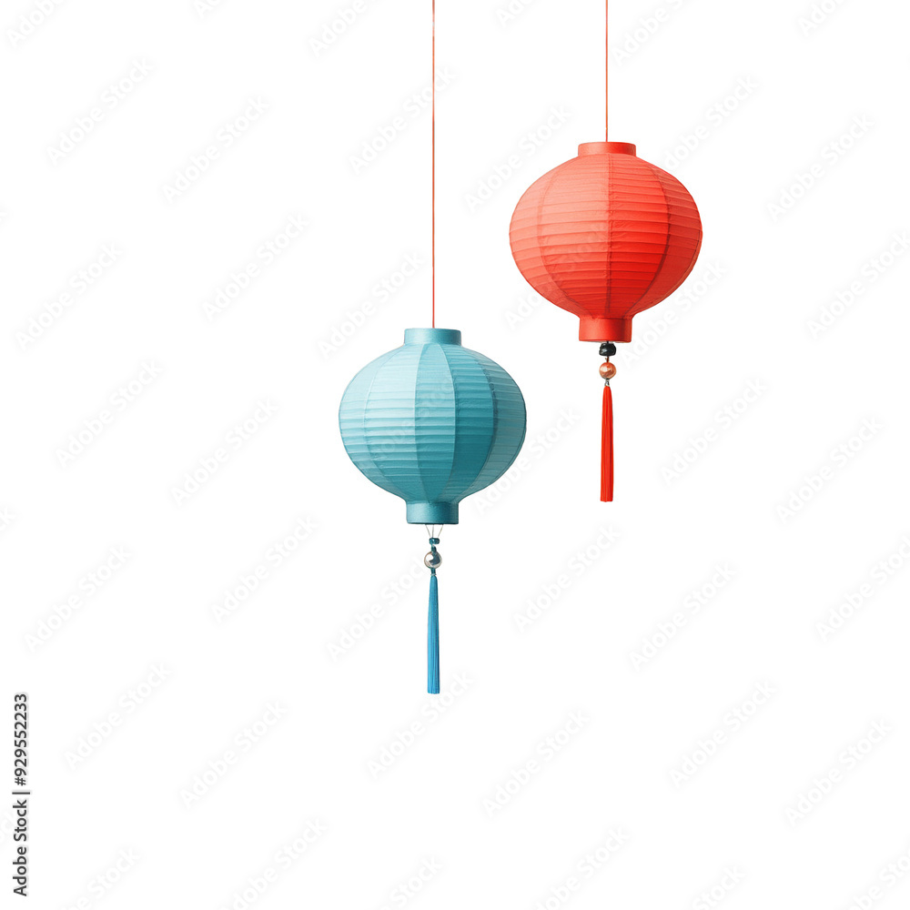 Obraz premium Red and Blue Paper Lanterns