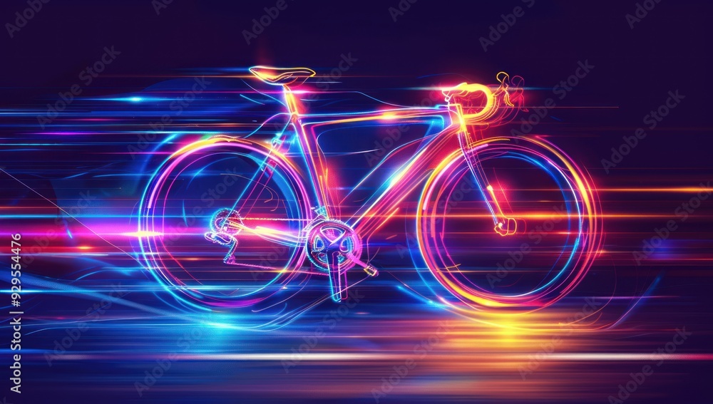 Fototapeta premium Neon Bike in Motion, Abstract Speed Art