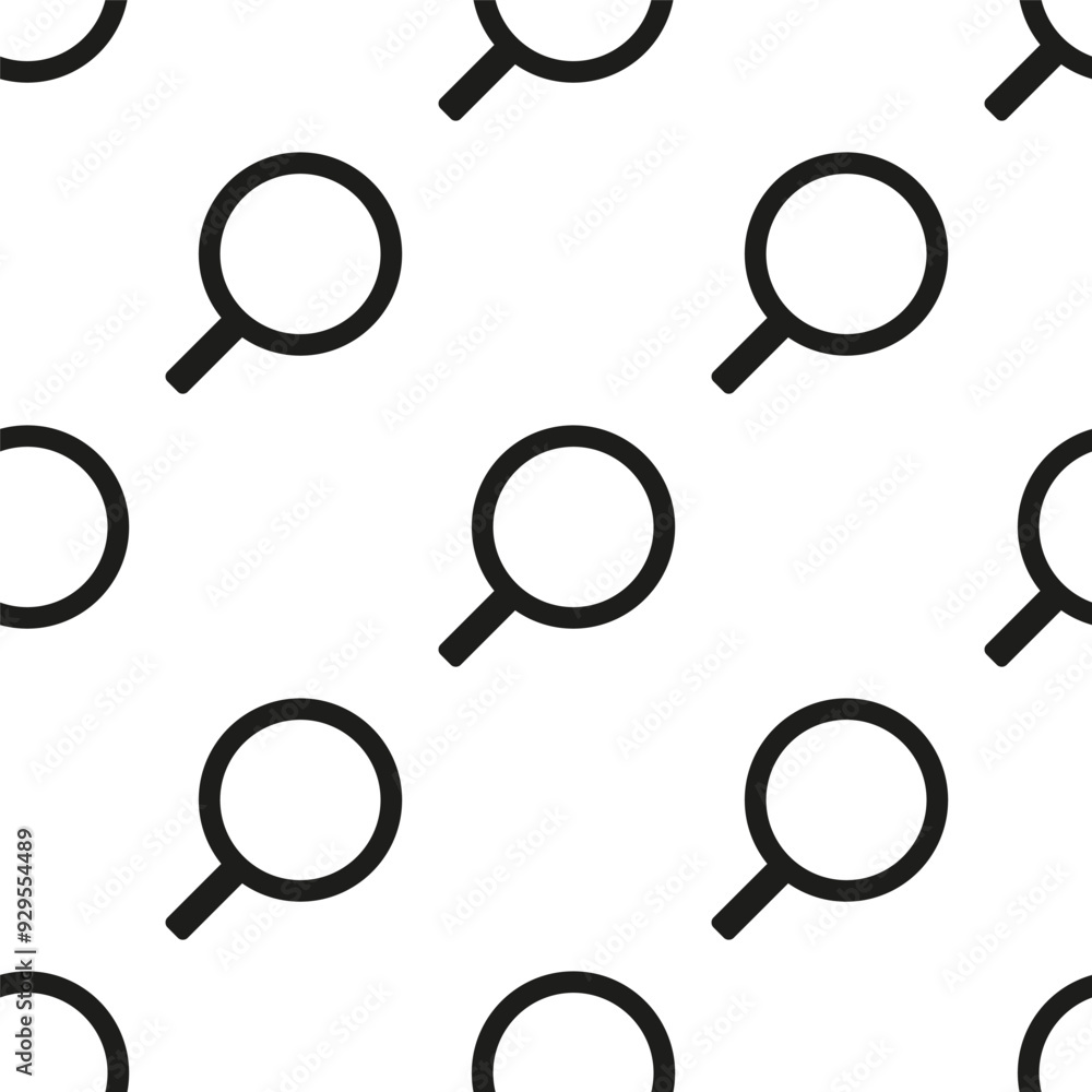 pattern with magnifying glass and paper motif, seamless with white vector background pattern with magnifying glass and paper motif, seamless with white vector background