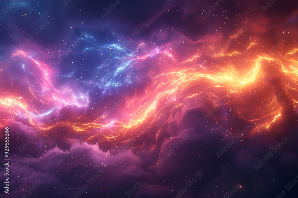 A vibrant cloud illuminated with bright colors, featuring striking bolts of lightning emerging from its base.
A vibrant cloud illuminated with bright colors, featuring striking bolts of lightning emerging from its base.