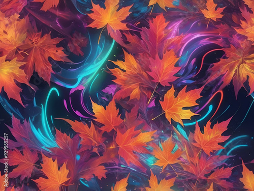 abstract neon holographic luxurious colorful autumn color Texture shimmers riddles and uniqueness