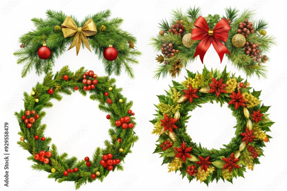 setof christmas wreath png isolated on a transparent or white background setof christmas wreath png isolated on a transparent or white background