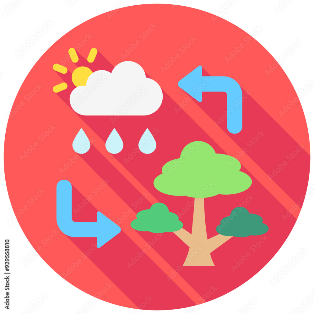 Ecosystem Services, water cycle rounded multi color icon, related to ecology and environment theme. Use for modern concept, UI or UX kit, web and app development. Ecosystem Services, water cycle rounded multi color icon, related to ecology and environment theme. Use for modern concept, UI or UX kit, web and app development.