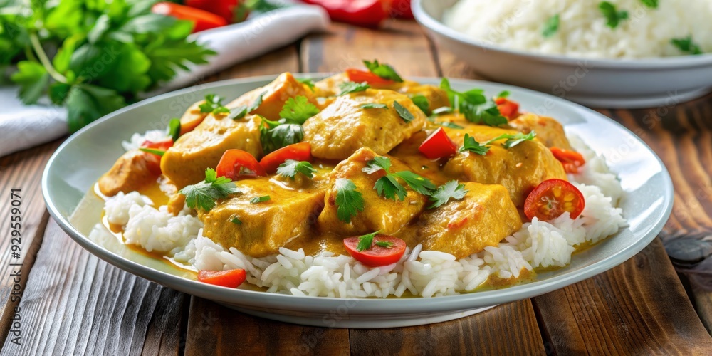 Coconut curry chicken with rice Coconut curry chicken with rice
