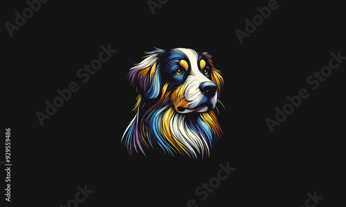 face golden retriever full color vector illustration design