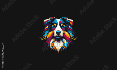face golden retriever full color vector illustration design