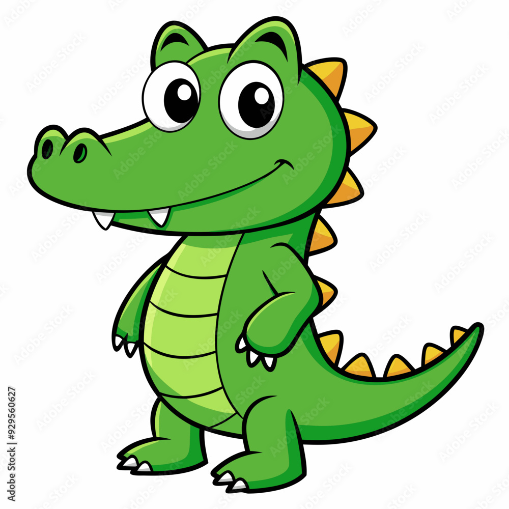 Fototapeta premium crocodile cartoon isolated on white, crocodile vector illustration, Pet vector art, crocodile silhouette, Animal icon, crocodiles line art, eps