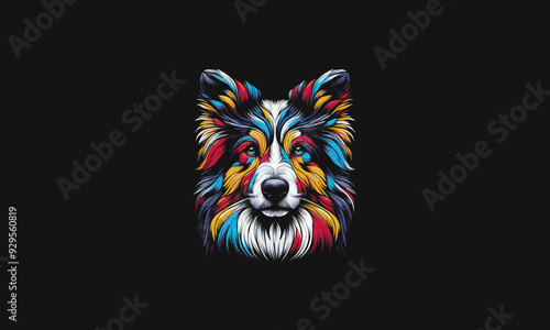 face golden retriever full color vector illustration design
