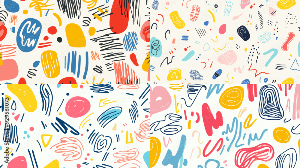 A set of four abstract art images with a variety of colors and shapes. The images are all different but share a common theme of abstract art A set of four abstract art images with a variety of colors and shapes. The images are all different but share a common theme of abstract art