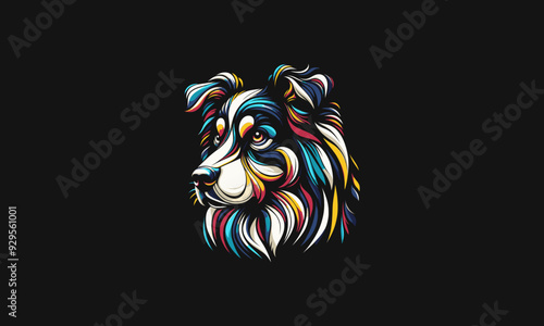 face golden retriever full color vector illustration design