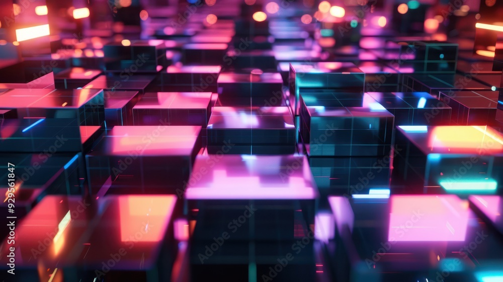 Abstract 3D Neon Cubes Abstract 3D Neon Cubes