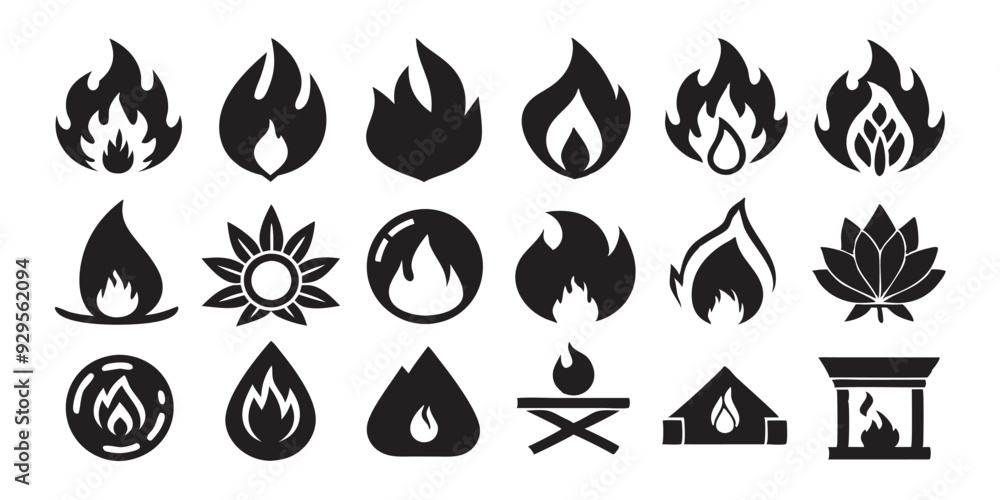 Fire and Flame Icons Set Fire and Flame Icons Set