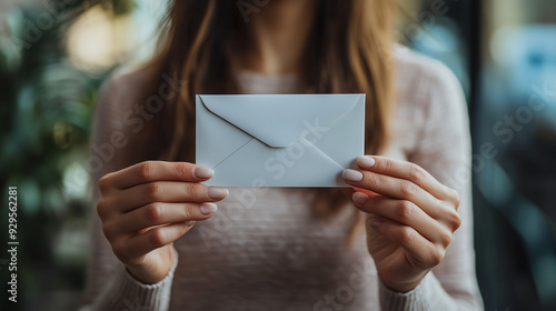 Businesswoman with white mail photo