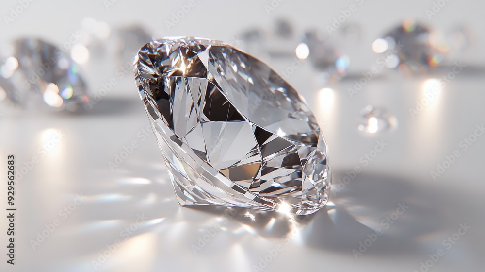 a diamond on a white background, showcasing the gem's intricate facets and brilliant sparkle. The clarity and precision highlight the diamond's cut and quality, set against a clean, neutral backdrop. a diamond on a white background, showcasing the gem's intricate facets and brilliant sparkle. The clarity and precision highlight the diamond's cut and quality, set against a clean, neutral backdrop.