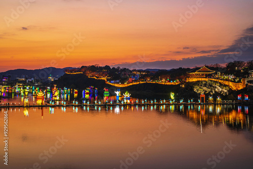 Fotografie Namgang Yudeung Festival, Jinju-si, Gyeongsangnam-do, South Korea - December 5,