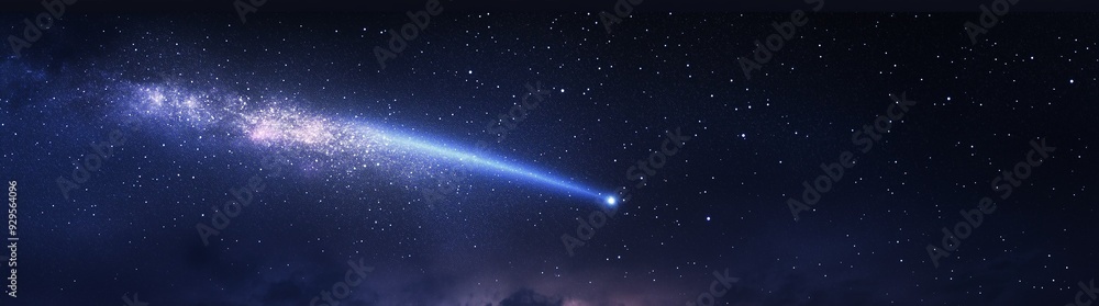 Naklejka premium Starry sky and comet background, space background