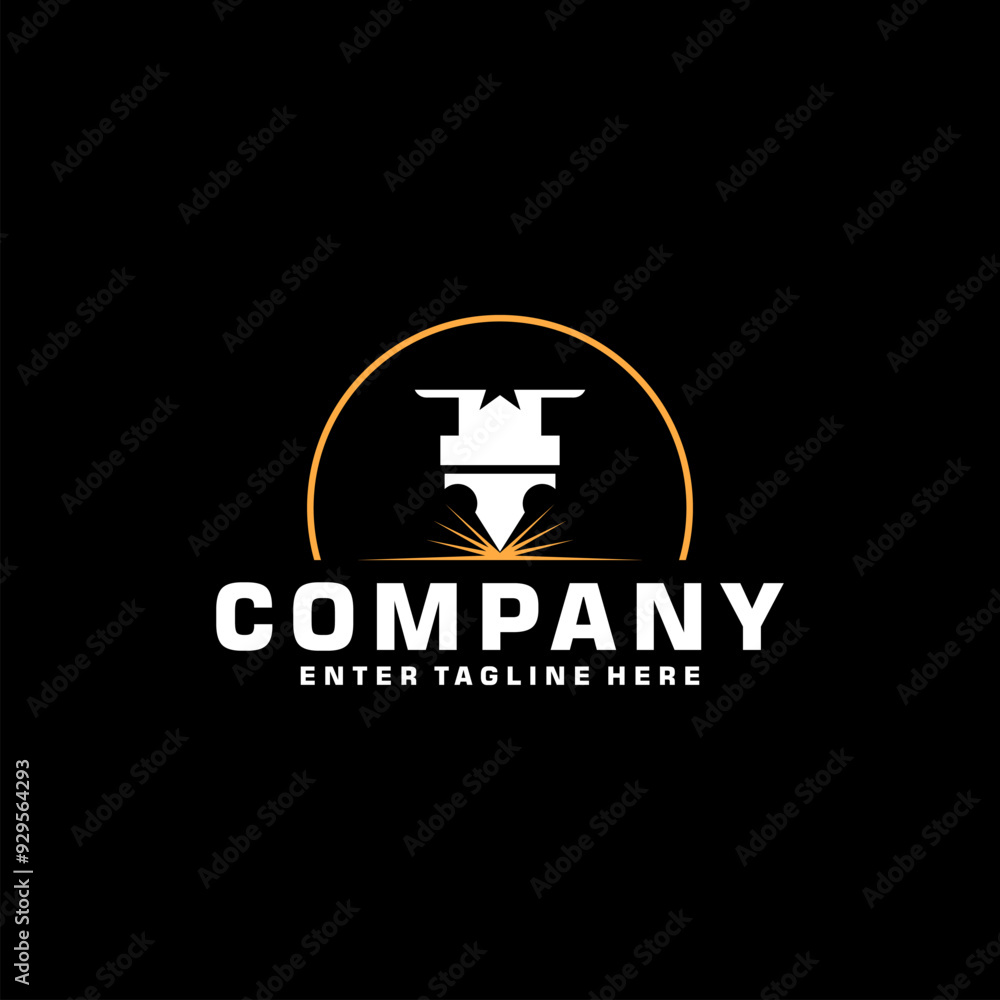 Fototapeta premium Laser Cutting logo design, laser cutting vector, vintage laser cutting 