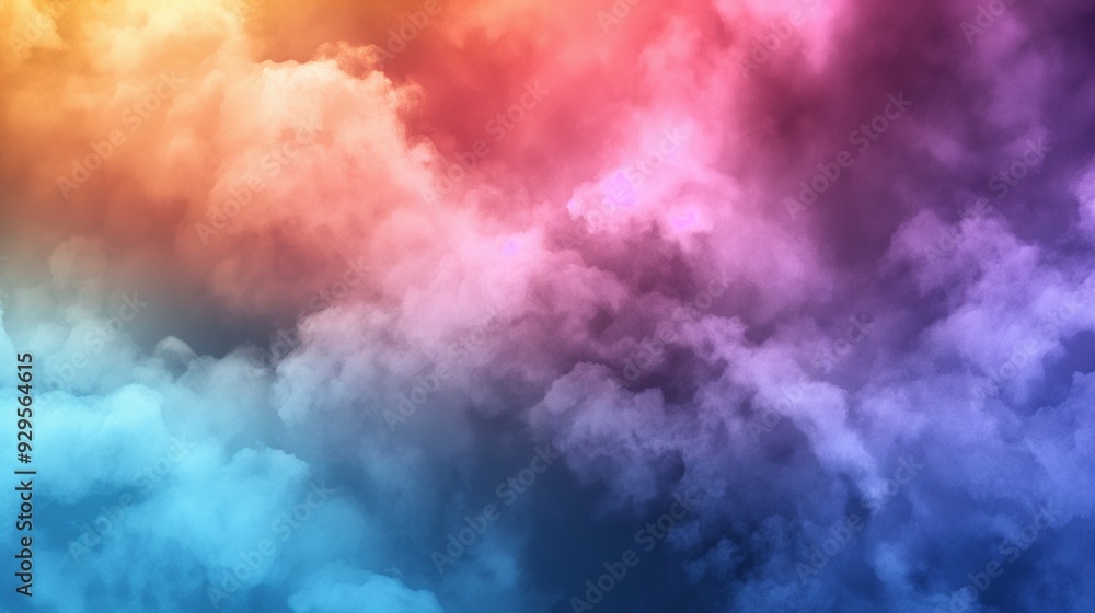 Wide angle shot capturing abstract clouds of smoke colored in a vivid spectrum, creating a striking visual for backgrounds AI generated Wide angle shot capturing abstract clouds of smoke colored in a vivid spectrum, creating a striking visual for backgrounds AI generated