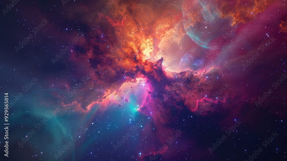 Fototapeta premium Cosmic Light Waves Explores Nebula Art in the Vast Expanse of Space Through Stunning Astrophotography