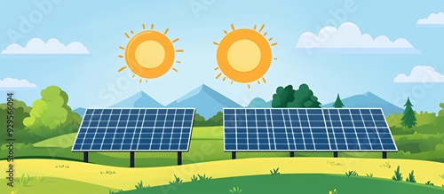 A sunny landscape featuring solar panels harnessing energy.