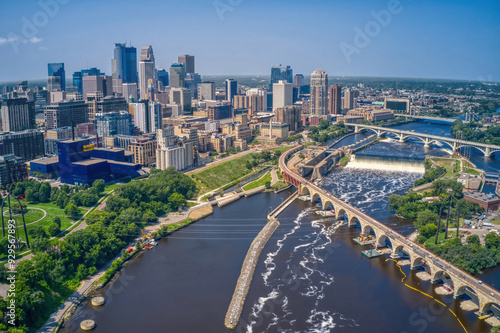 Canvas Print Aerial View of Minneapolis, Minnesota during Summer