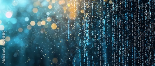 Digital data streams appearing as cascading symbols, background, Generative AI