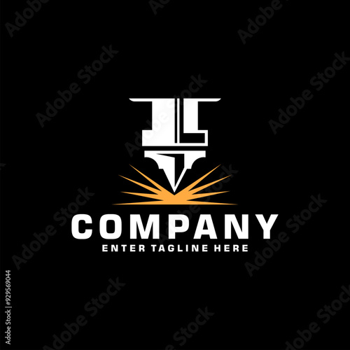 Laser Cutting logo design, laser cutting vector, vintage laser cutting

