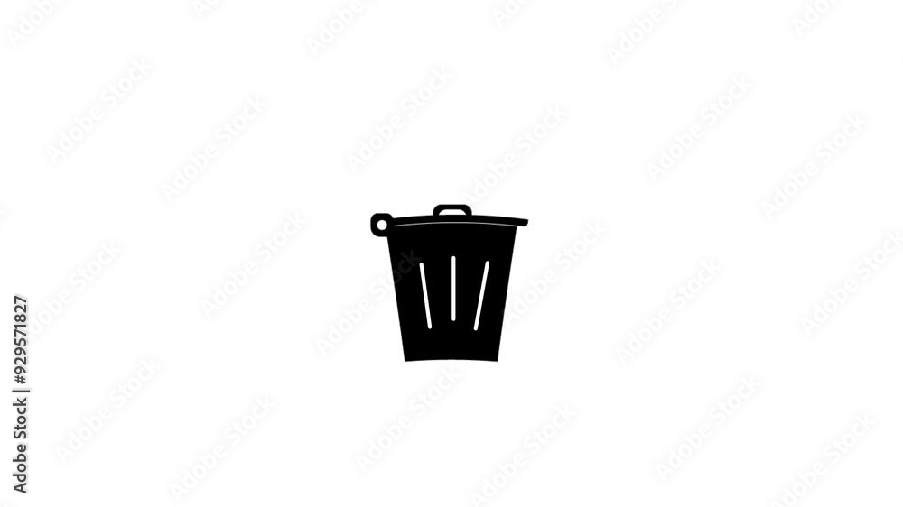 Animation video of placing garland in trash bin. trash bin icon. Animation video of placing garland in trash bin. trash bin icon.