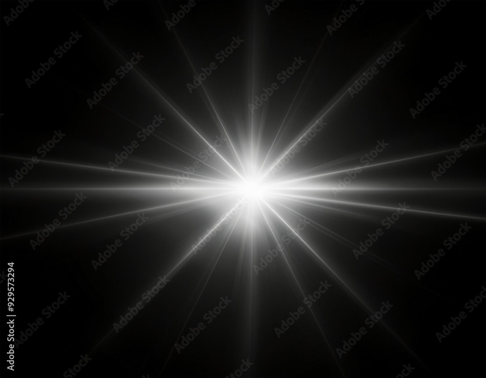 Obraz premium white light lens flare effect in black background