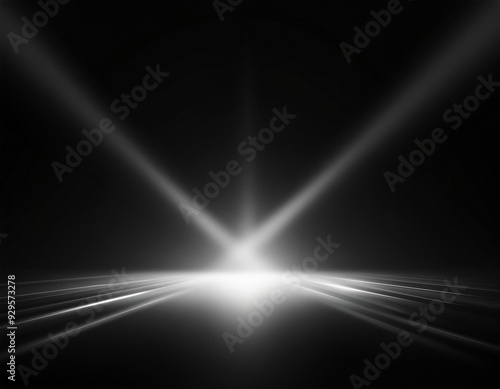 white light lens flare effect in black background