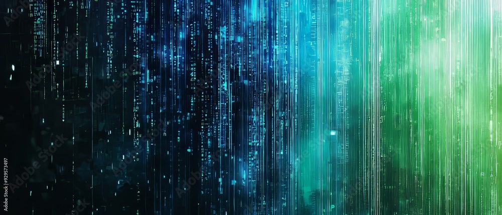 Digital data streams with alternating shades of blue and green, background, Generative AI Digital data streams with alternating shades of blue and green, background, Generative AI