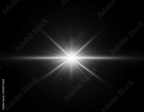 white light lens flare effect in black background
