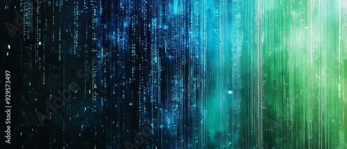 Digital data streams with alternating shades of blue and green, background, Generative AI