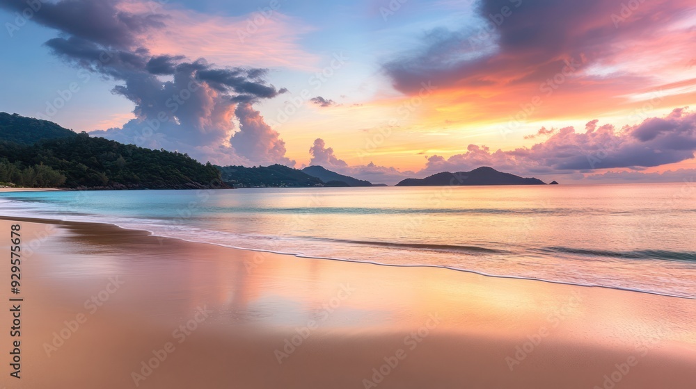 Obraz premium view of Phuket's coastline at sunrise