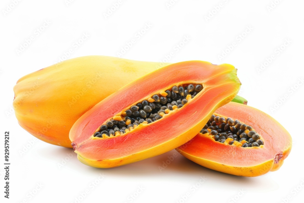 Fresh ripe papaya fruit isolated on white background. Fresh ripe papaya fruit isolated on white background.