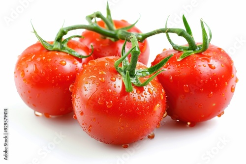 Fresh red tomatoes with water drops.