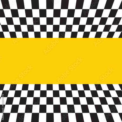 Black and white checkered race yellow wallpaper