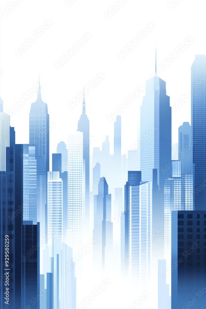 Blue city buildings on white background Blue city buildings on white background
