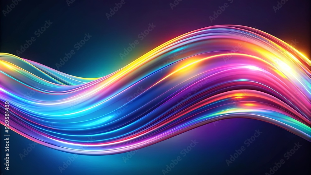 Colorful fluid iridescent holographic wave with neon curves in motion background Colorful fluid iridescent holographic wave with neon curves in motion background